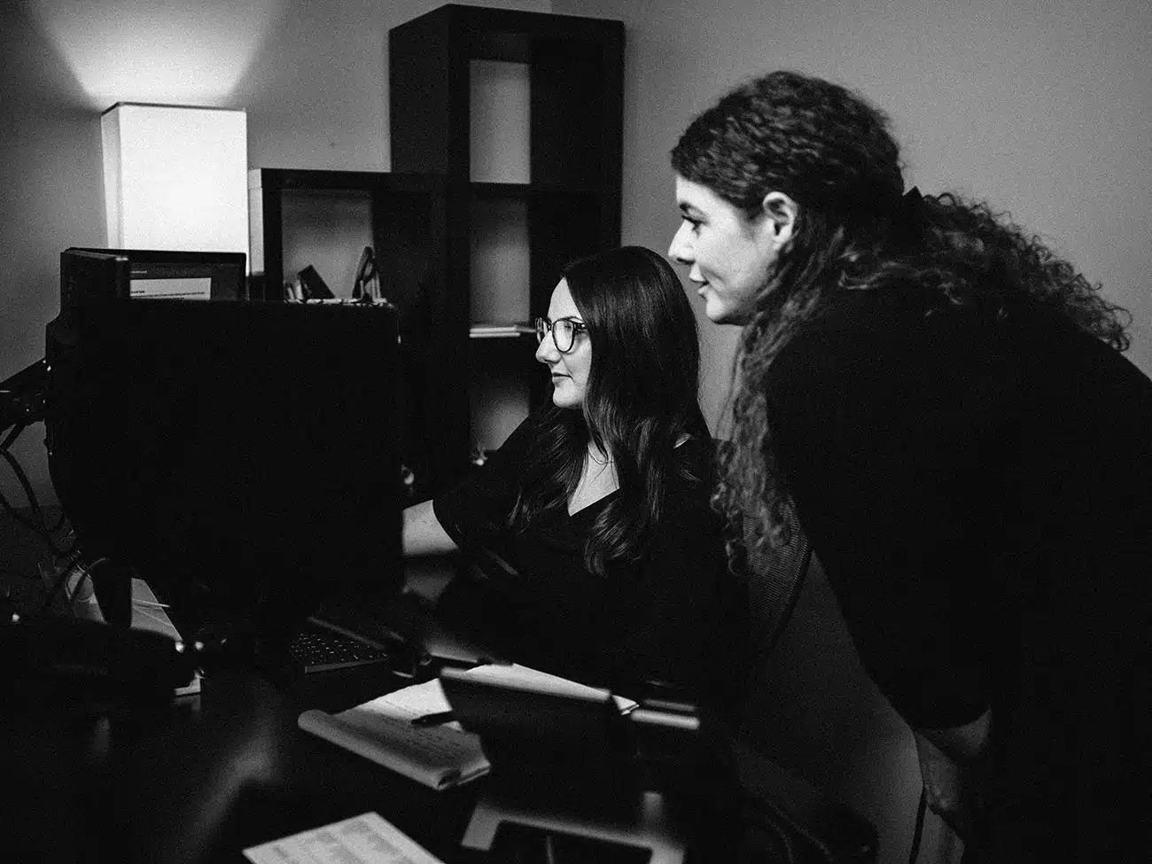 Elite employees work on computer for Elite project planning