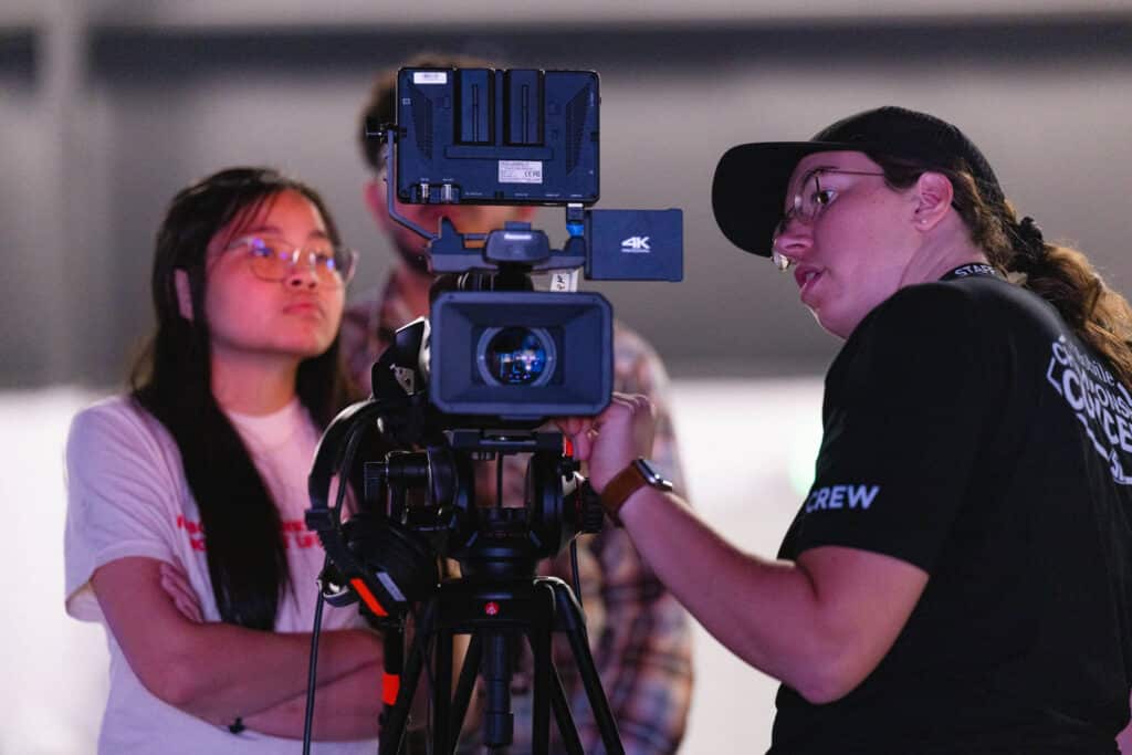 Students train on video equipment