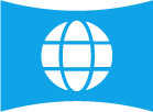 Icon depicting a globe with a blue background.