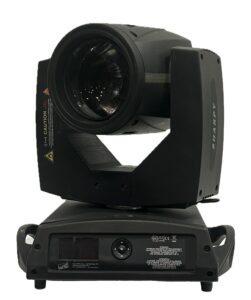 Stage lighting equipment with adjustable lens and controls.