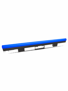 Blue automotive bumper on bright background.